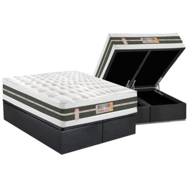 Imagem de Cama Box Baú King: Colchão Molas Castor Bonnel Silver Star Air Double Face + Base Gray(193X203)