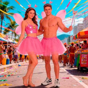 Imagem de Fantasia Fada Adulto Feminina ou Masculina Kit Asa Borboleta Tiara Var