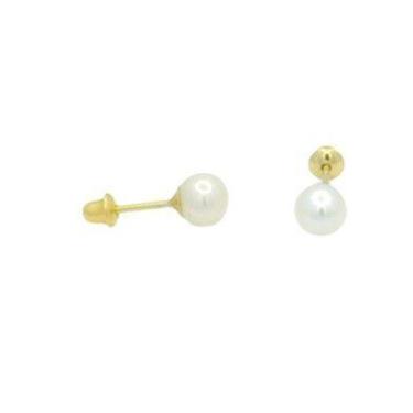 Imagem de Brinco em Ouro 18k com Pérolas Brancas Redondas - Vários Tamanhos - Ju