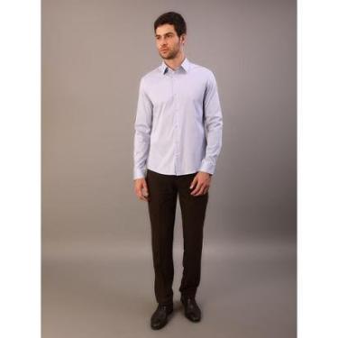 Imagem de Camisa Masculina Manga Longa Slim Básica - Azul Claro-Masculino