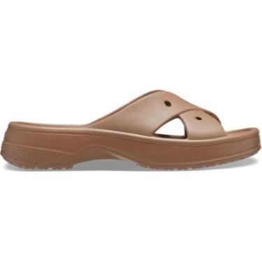 Imagem de Sandália Crocs Classic W Cross Strap Slide Milk Chocolate-Feminino
