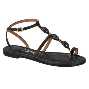 Imagem de Sandália Rasteira Feminina Vizzano Pedrarias Luxo Conforto -, Preto, 3