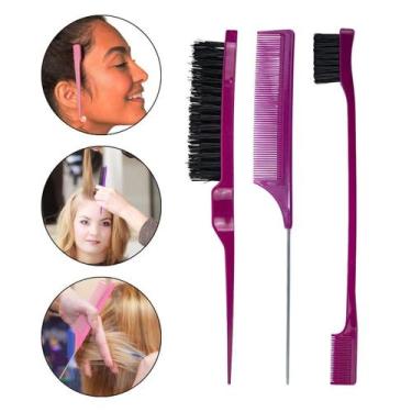 Imagem de Kit 3 Pente Escova Baby Hair Finalização Cabelo Penteado - Arte Seduca