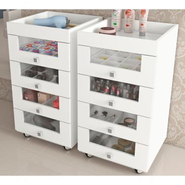 Imagem de Kit 02 Carrinhos Organizador De Maquiagem Pe2009 Branco