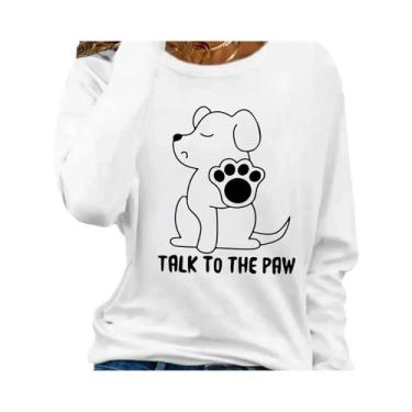 Imagem de Camiseta Feminina De Algodão Casual Solta Com Estampa De Cachorro, Gol