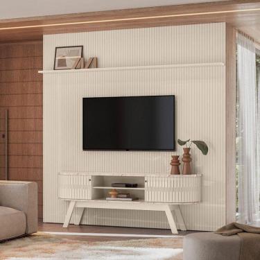Imagem de Painel Piso Teto New Guaporé Com Rack Bancada Valência New Laguna Ambiente Calacata Off White - Madetec