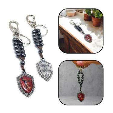 Imagem de Chaveiro Hematita Escudo São Miguel Arcanjo Vermelho - FORNECEDOR 2