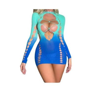 Imagem de Vestido Midi Transparente Sexy Em Rede Para Mulheres plus Size, Bodyco
