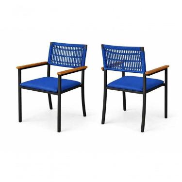 Imagem de Kit 2 Cadeiras Externa Náutica Com Braço Trama Pto Az Solare