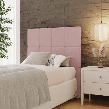 Imagem de Cabeceira Solteiro 102cm Bouclé Estofada Design Moderno para Quarto Linea Rosa