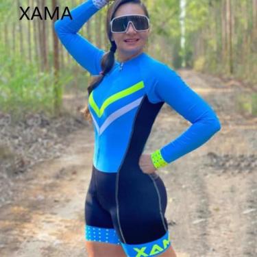 Imagem de Macacão de Ciclismo Feminino XAMA Manga Comprida - Design Apertado com