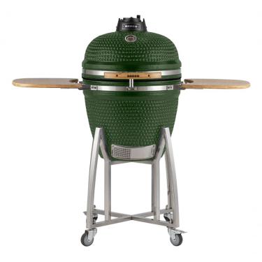 Imagem de Churrasqueira Kamado Grande Da Rasco Verde C/ Grelha Aço Inox, Suporte E Mesas. Serve Até 15 Pessoas Verde