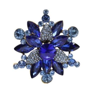 Imagem de Broches De Flor Com Strass Femininos Modernos, 9 Cores, Alfinetes De F