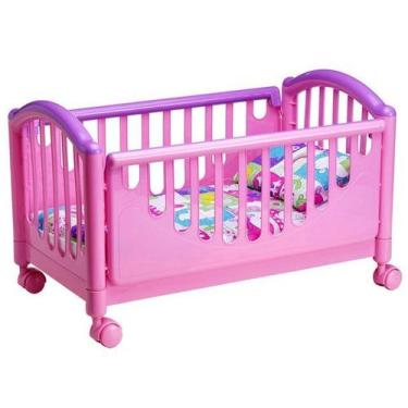 Imagem de Berço Bercinho Caminha Para Boneca Bebê Reborn Grande Rosa - Monte Líb
