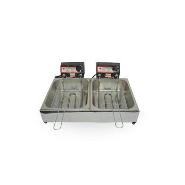 Imagem de Fritadeira Elétrica em Inox Profissional 10 Litros Óleo 2 Cubas De 5L 