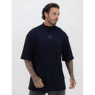 Imagem de Camiseta Oversized Gola Alta Círculo Black Streetwear Camisa Algodão Premium Preto-Masculino