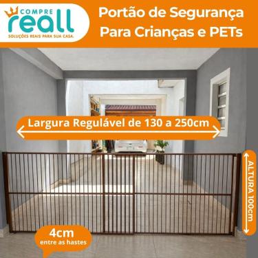 Imagem de Portão de segurança - Alumínio - 100 cm x 133 a 250 cm - Marrom