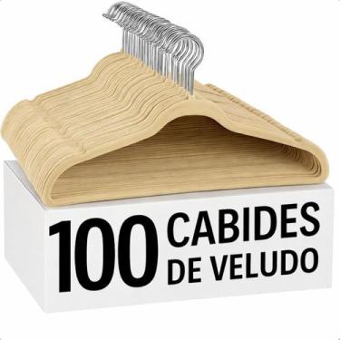 Imagem de Kit 100 Cabides De Veludo Adulto Slim Para Roupas Antideslizante Ultra