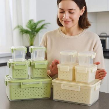 Imagem de Kit 5 Potes Plástico Organizador Alimentos Recipiente Conserva Cesto C