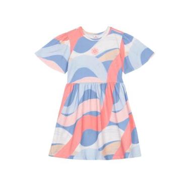 Imagem de Vestido infantil menina colorido em malha Brandili, Azul médio, 8