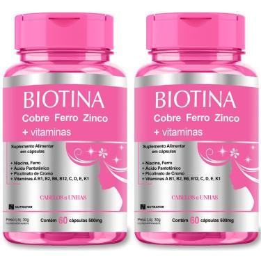 Imagem de Kit 2x Biotina + Vitaminas 120 Cáps - Cabelos E Unhas-Unissex