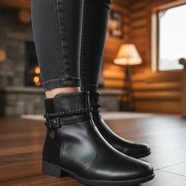 Imagem de Bota Feminina Piccadilly Cano curto Salto Baixo Original, Preto, 37