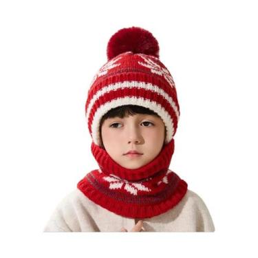 Imagem de Conjunto De Gorro E Cachecol De Lã Macia Para Meninos E Meninas, Chapé