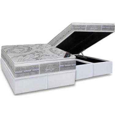 Imagem de Cama Box Baú King: Colchão Molas Castor Pocket Super Luxo Látex SLX + 