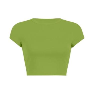 Imagem de Blusa Feminina Vintage De Cor Sólida, Top Cropped Y2K Sexy, T-Shirt Es