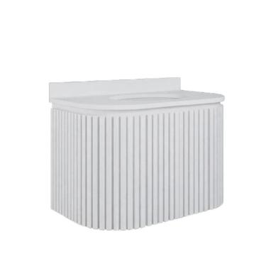 Imagem de Gabinete para Banheiro Emma Suspenso 2 Portas MDF 80CM Branco com Cuba