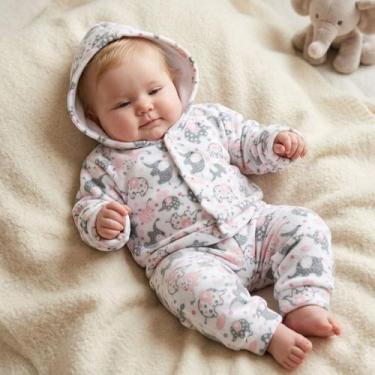 Imagem de Conjunto De Soft Para Bebê Recém Nascido Com Capuz e Calça Quentinho M