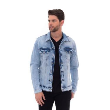 Imagem de Jaqueta Jeans Masculina Tradicional Rasgada  Azul Clássico - TBT LILIH