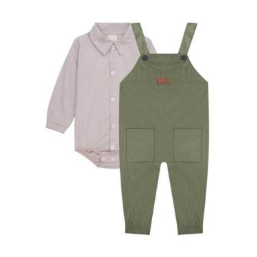 Imagem de Roupa Infantil Masculina Camisa Manga Longa Lucboo Conjunto Jardineira