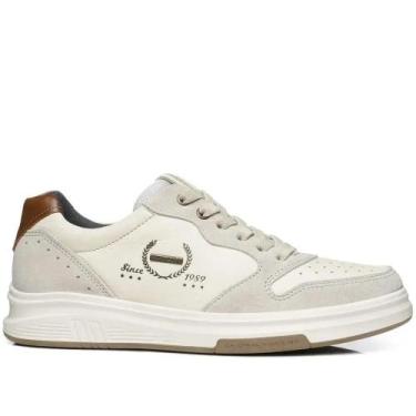 Imagem de Sapatênis pegada couro masculino 112304, Branco off, Cinza, 39