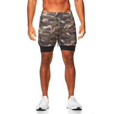 Imagem de Shorts Corrida Masculino Bolso Celular Bermuda Compressão - Hupana Spo