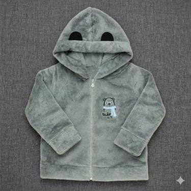 Imagem de Jaqueta Fleece para Bebê Menino Capuz Interativo Quentinha Cor:CinzaTa