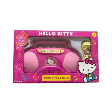 Imagem de Karaokê Musical Infantil Portátil C/ Microfone Boombox Hello Kitty