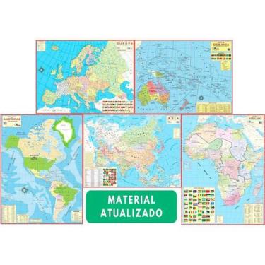 Imagem de Mapa Político Escolar Estatístico Continentes Mundiais