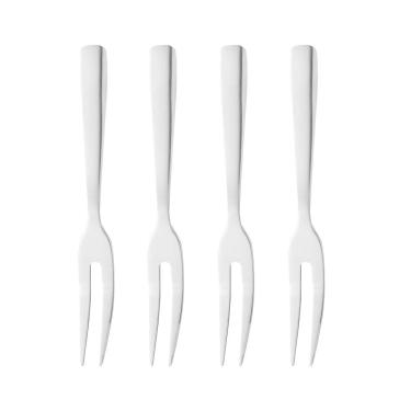 Imagem de Conjunto 4 Garfos para Petiscos/Aperitivos em Aço Inox Prata 13,5cm Wolff