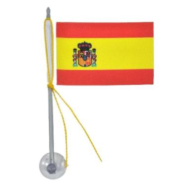 Imagem de Mini Bandeira Espanha C/ Ventosa Poliéster (5,5cm X 8,5cm) - SP Bandei