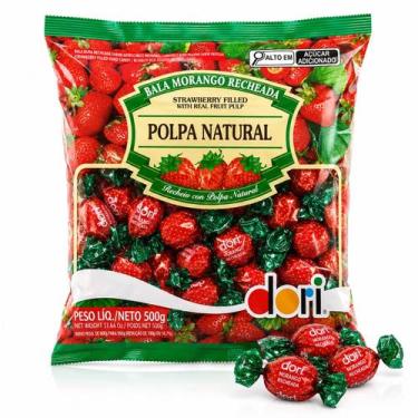 Imagem de BALA DORI 500g MORANGO RECHEADA DURA GUIRLANDA NATAL