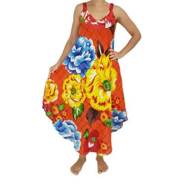 Imagem de Saída de praia/ Vestido estampado com alças em viscose - Corpo Dourado