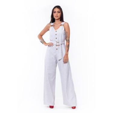 Imagem de Macacão Pantalona Sem Elastano Com Detalhe de Argola - Restrito Jeans,