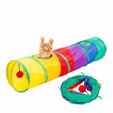 Imagem de Túnel Reto Para Pets 1,15m Labirinto Colorido Interativo - BUPPY PET