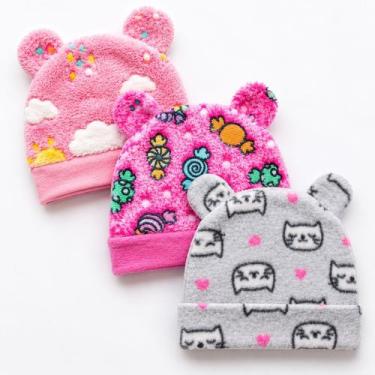 Imagem de Kit 3 Toucas Soft Estampadas Inverno Gorro Com Orelhinhas - Koala Baby