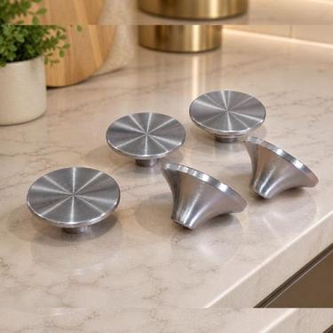 Imagem de Kit 5 Pegador Pomel Inox Escovado Tampa Panela - - Gastrobel, Prata