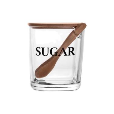 Imagem de Açucareiro De Vidro Com Tampa Bambu E Colher Escrita Sugar - Wolff