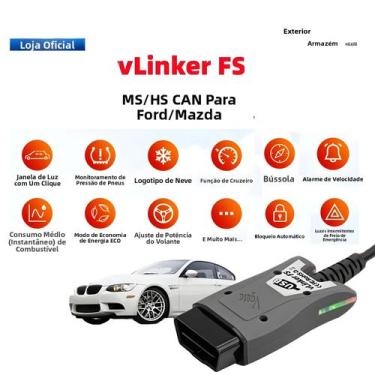 Imagem de Scanner OBD2 Ford Mazda Vgate ELM327 vLinker FS USB MS CAN HS CAN Ferr