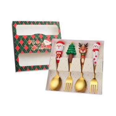 Imagem de Conjunto De Garfo E Colher De Aço Inoxidável Para Natal 2/4/6 Peças, U