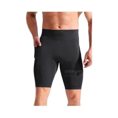 Imagem de Leggings Esportivas Masculinas De Cintura Alta Com Compressão Para Bas